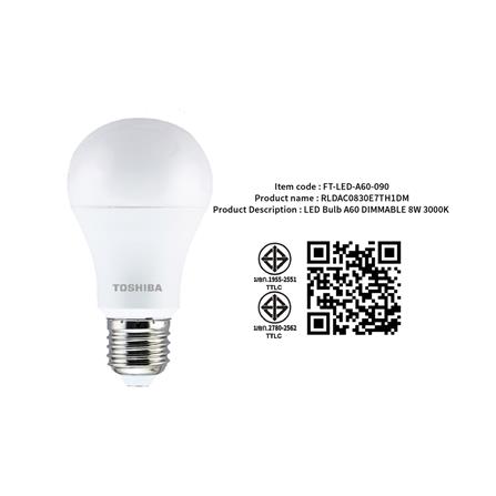 หลอด LED TOSHIBA A60 PREMIUM 8 วัตต์ WARM WHITE E27_2