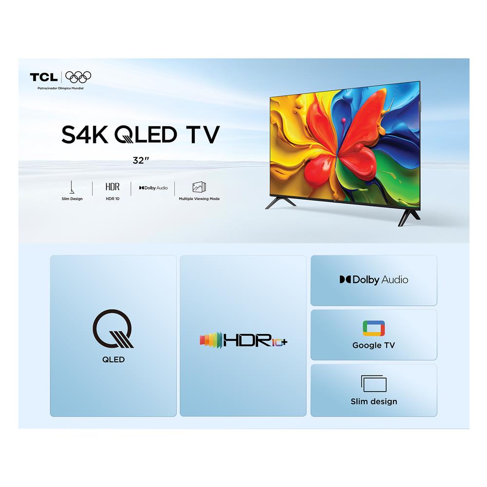 ทีวีคิวแอลอีดี 32 นิ้ว TCL (FULL HD, QLED, GOOGLE TV) 32S4K