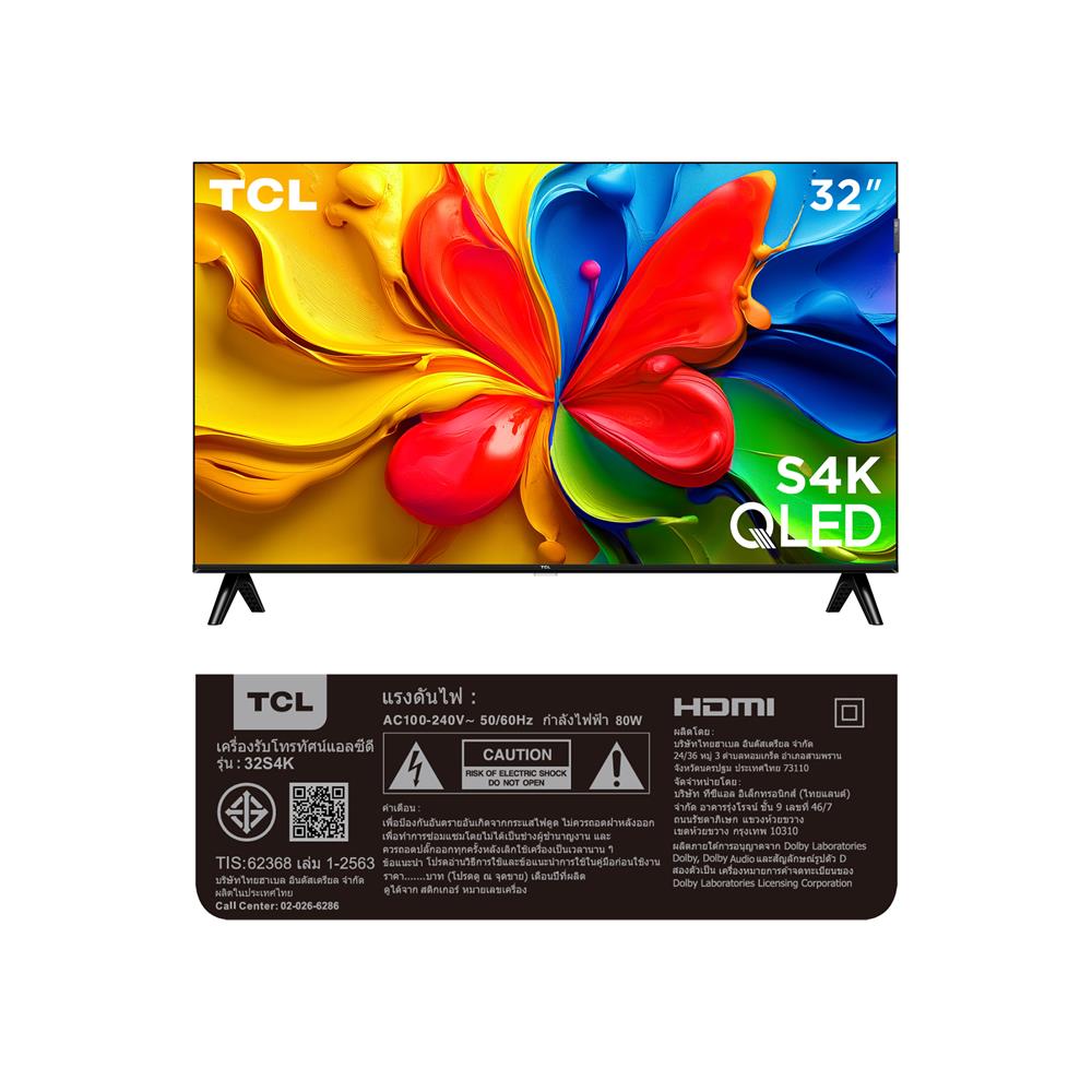 ทีวีคิวแอลอีดี 32 นิ้ว TCL (FULL HD, QLED, GOOGLE TV) 32S4K