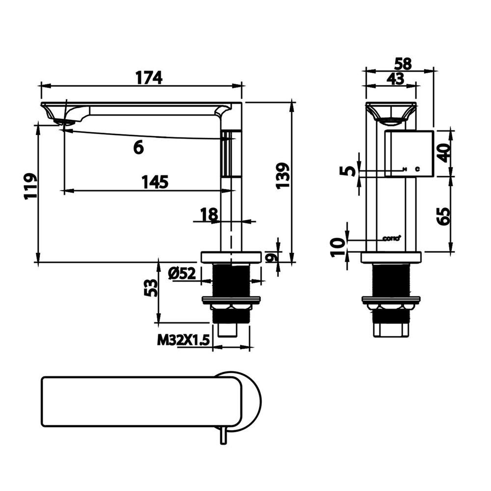 ก๊อกอ่างล้างหน้าผสมเคาน์เตอร์ COTTO CT2361AGG