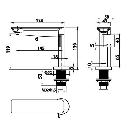 ก๊อกอ่างล้างหน้าผสมเคาน์เตอร์ COTTO CT2361AGG_3