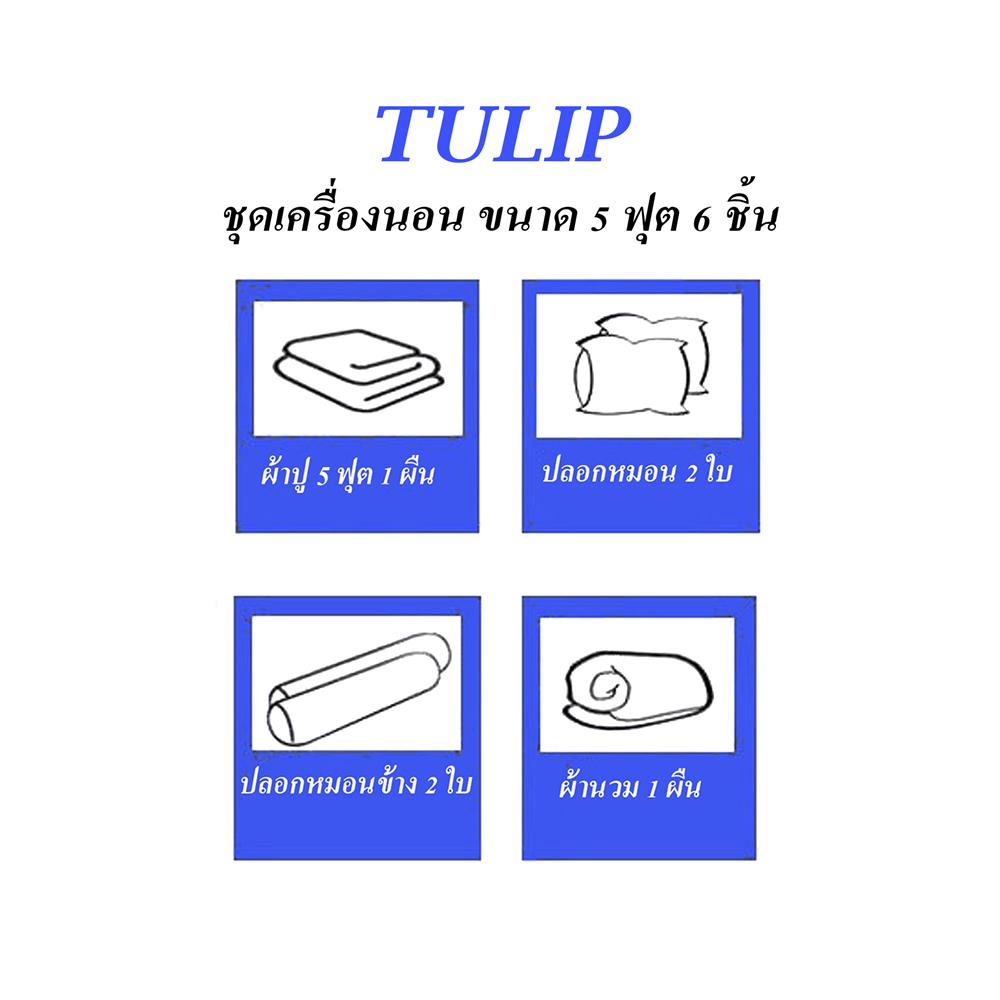 ชุดผ้าปูที่นอน 5 ฟุต (ชุด 6 ชิ้น) TULIP DELIGHT 60240-DL590