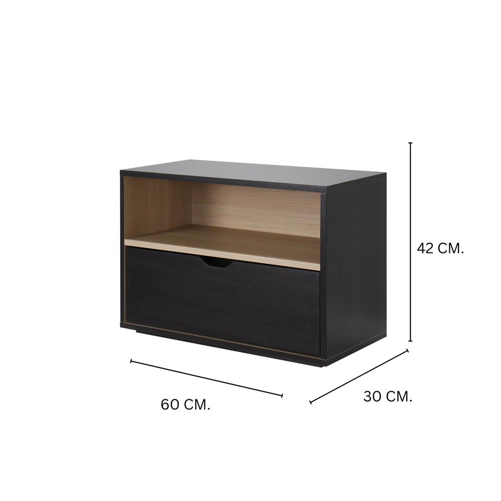 ตู้ข้างเตียง LUVORA SHIFTEX04DB 60 ซม. สีน้ำตาลเข้ม/โอ๊ค