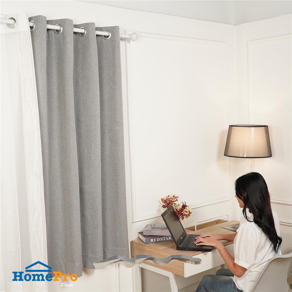 ผ้าม่าน EYELET HOME LIVING STYLE PROMPT UV 135x160 ซม. สีเทา