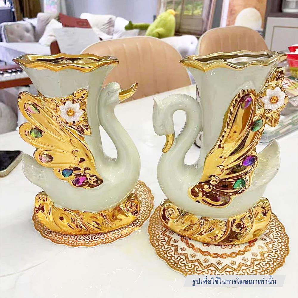 แจกันตกแต่งพร้อมกุหลาบสีเบจ INTERY CT209E041_07 สีขาว/ทอง/เบจ