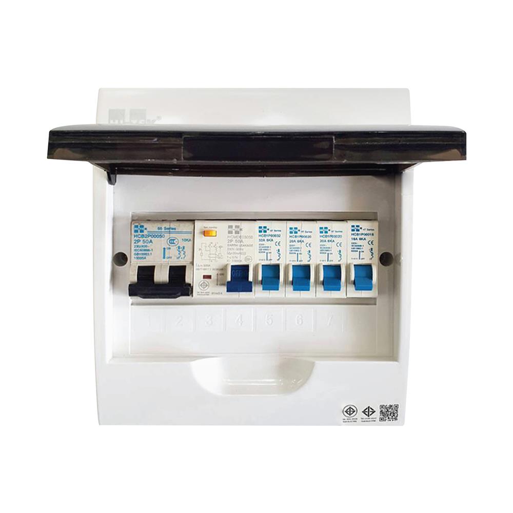 ชุดตู้คอนซูมเมอร์ยูนิต 8 ช่อง พร้อมเมนและกันดูด RCBO 50 แอมป์ HI-TEK