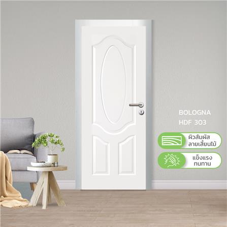 ประตูภายใน HDF ไม่เจาะลูกบิด METRO BOLOGNA 303 90x200 ซม. สีรองพื้น_2