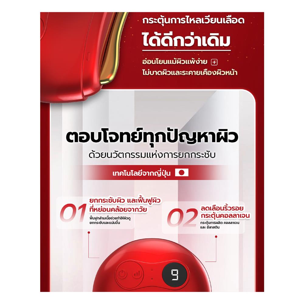 เครื่องนวดกัวซาไฟฟ้า FULICO RUBY WAVE สีแดง