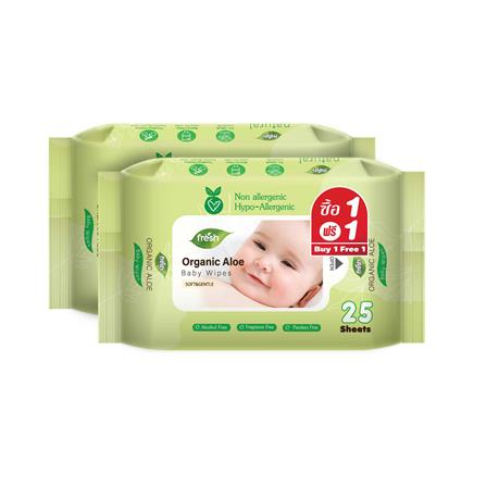 ผ้าเช็ดทำความสะอาด FRESH ORGANIC 25 แผ่น (แพ็ก 1+1)_0