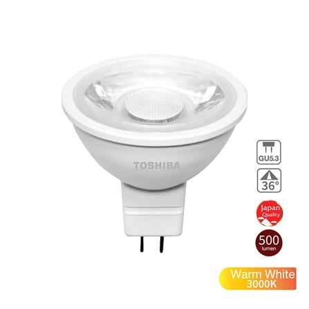 หลอด LED TOSHIBA MR16 3000K 12V 36D 7 วัตต์ WARM WHITE GU5.3_0