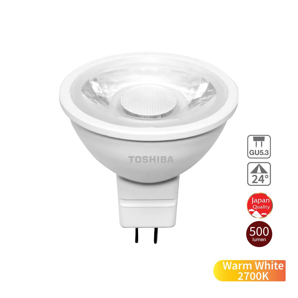 หลอด LED TOSHIBA MR16 2700K 12V 24D 7 วัตต์ WARM WHITE GU5.3