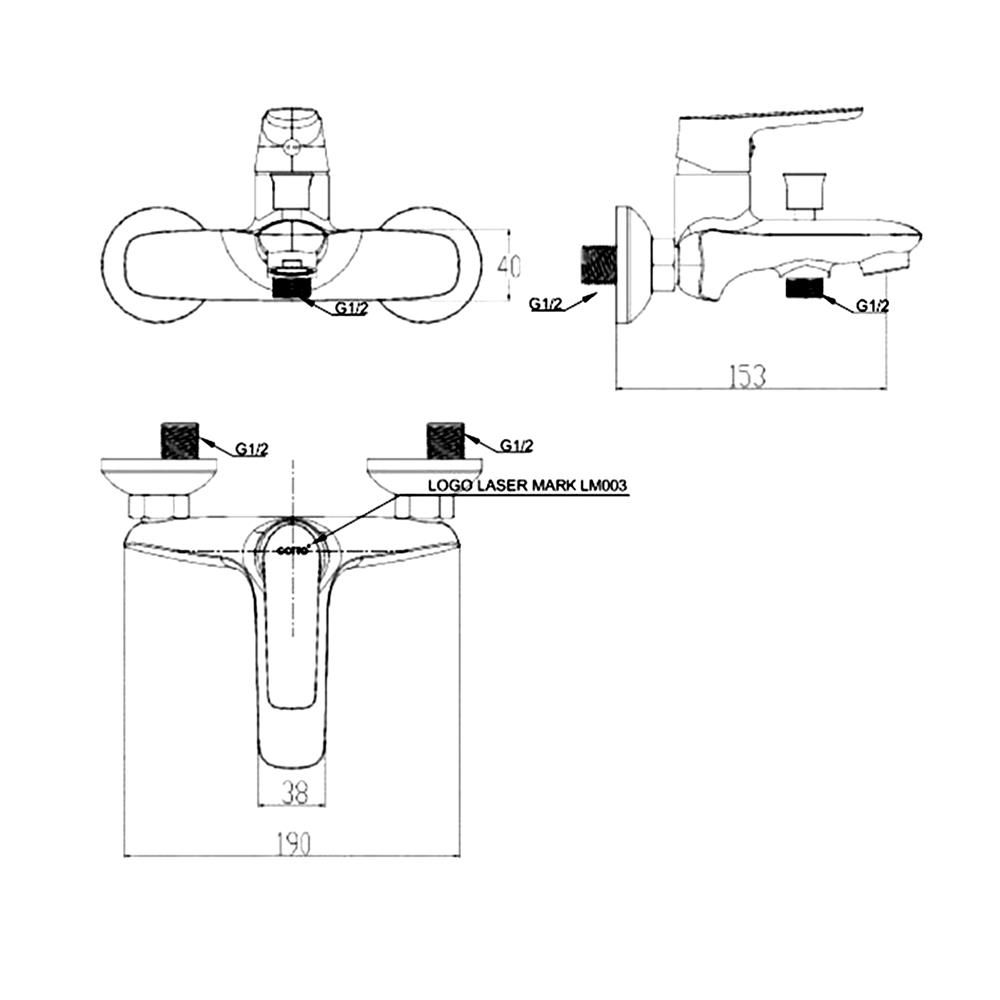 ก๊อกผสมอ่างอาบ COTTO CT2345ABGR สีทอง