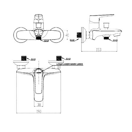 ก๊อกผสมอ่างอาบ COTTO CT2345ABGR สีทอง_2