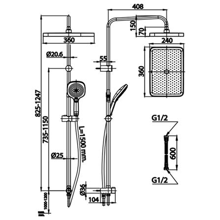 ฝักบัว RAIN SHOWER ผสม COTTO CT6217WBGR สีทอง_1