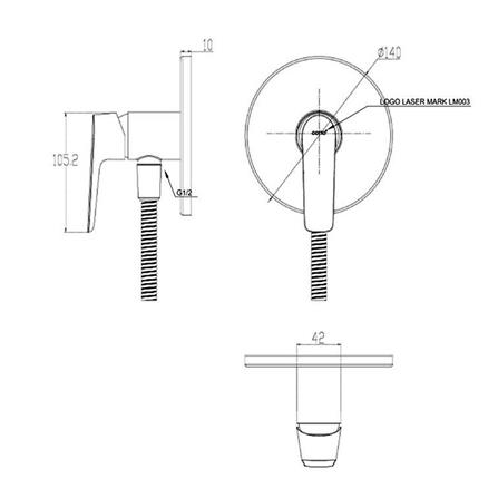 วาล์วฝักบัว 1 ทาง COTTO CT1286A(HM)BGR_2