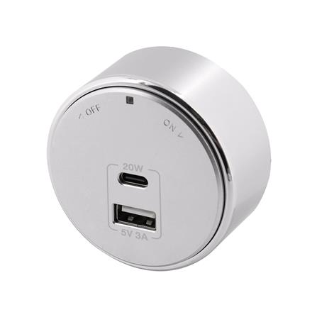 เต้ารับไร้สาย TOSHINO USB TYPE A/C SK-PD20WSV 3 แอมป์ 20 วัตต์ สีเงิน_1