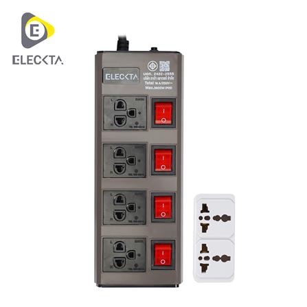 รางปลั๊กไฟ 4 ช่อง 4 สวิตช์ ELECKTA ETDW4664BR 16 แอมป์ 3 ม. สีน้ำตาล_0