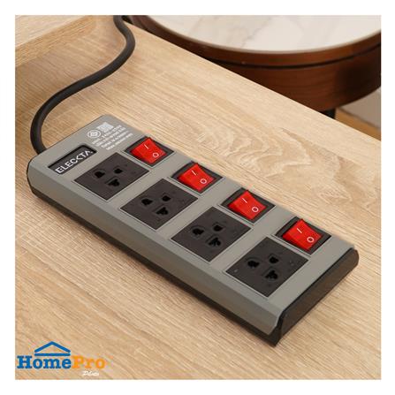 รางปลั๊กไฟ 4 ช่อง 4 สวิตช์ ELECKTA ETDW4664BG 16 แอมป์ 3 ม. สีเทา_7