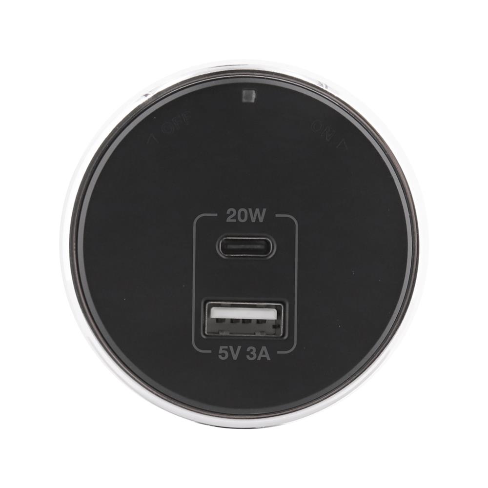 เต้ารับไร้สาย TOSHINO USB TYPE A/C SK-PD20WBK 3 แอมป์ 20 วัตต์ สีดำ