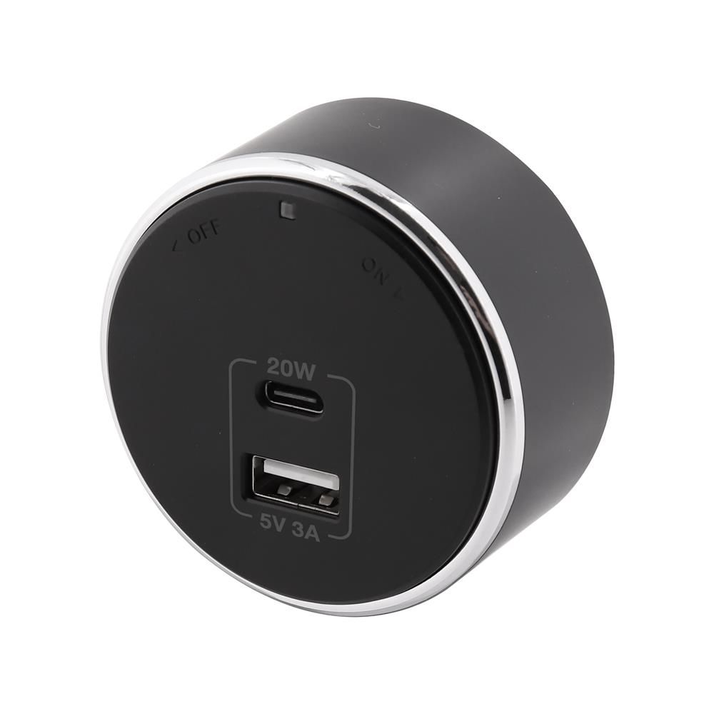 เต้ารับไร้สาย TOSHINO USB TYPE A/C SK-PD20WBK 3 แอมป์ 20 วัตต์ สีดำ