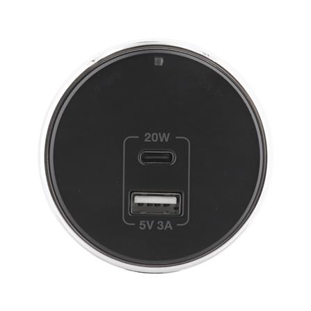 เต้ารับไร้สาย TOSHINO USB TYPE A/C SK-PD20WBK 3 แอมป์ 20 วัตต์ สีดำ_0