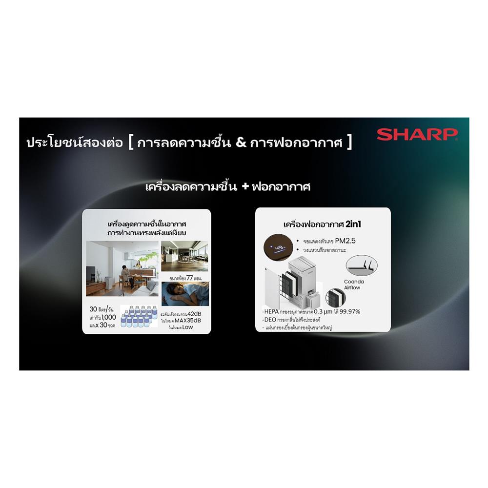 เครื่องขจัดความชื้น SHARP DW-T30FB-H 4.5 ลิตร สีดำ