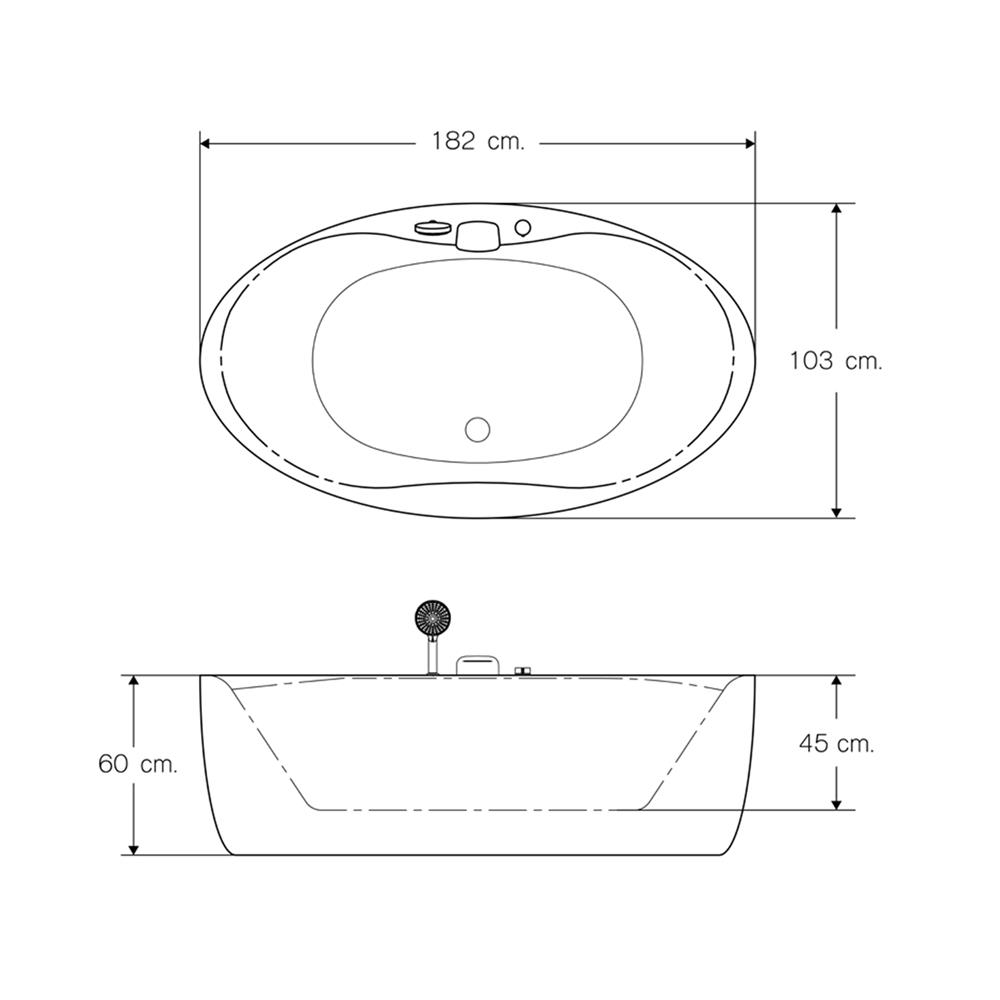 อ่างอาบน้ำ I-SPA I-PAP01WAF 182 ซม. สีขาว