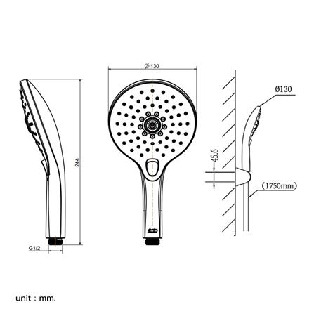 ฝักบัวสายอ่อน 3 ระดับ AMERICAN STANDARD A-6017-BK_1