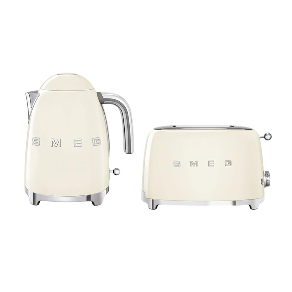 ชุดเซ็ตกาต้มน้ำและเครื่องปิ้งขนมปัง SMEG KLF03CREU+TSF01CREU สีครีม