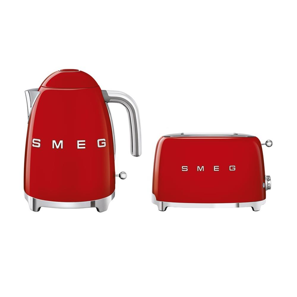 ชุดเซ็ตกาต้มน้ำและเครื่องปิ้งขนมปัง SMEG KLF03RDEU+TSF01RDEU สีแดง
