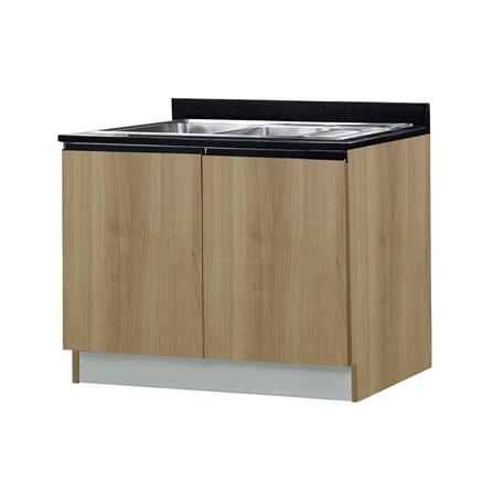 ตู้ตั้งพื้นท็อปซิงค์+ถังขยะ TSS B SANKI THE KITCHEN PRO 101.5 ซม. สีคาปูชิโน_1