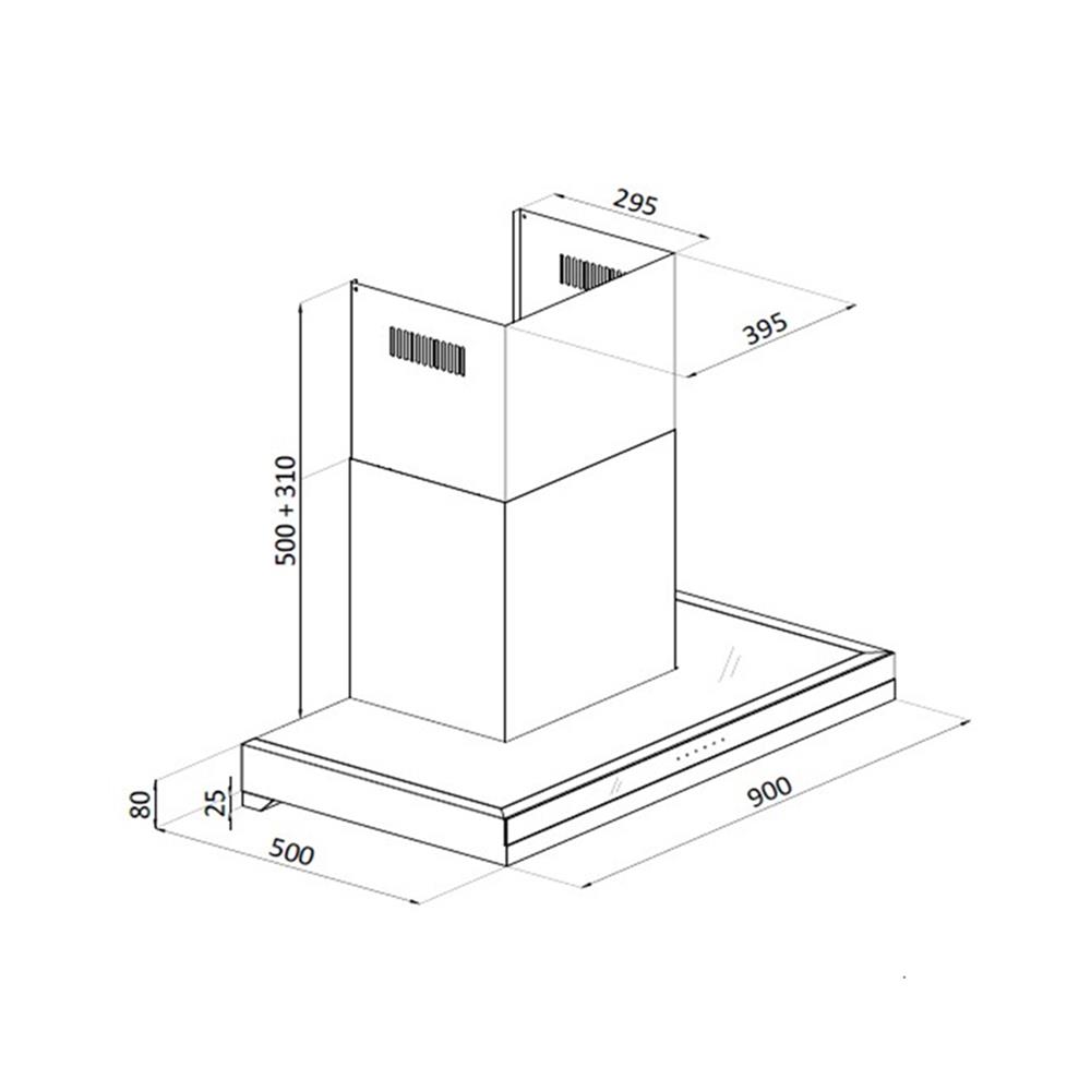 เครื่องดูดควันกระโจม TECNOPLUS HD 90-N3 BLACK 90 ซม.