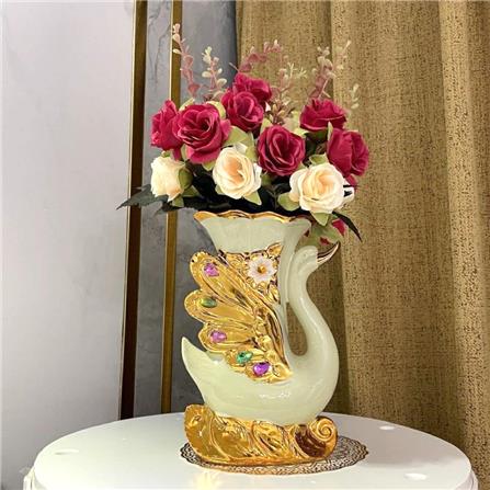 แจกันตกแต่งพร้อมกุหลาบสีแดงอ่อน INTERY CT209E041_08 สีขาว/แดง_4