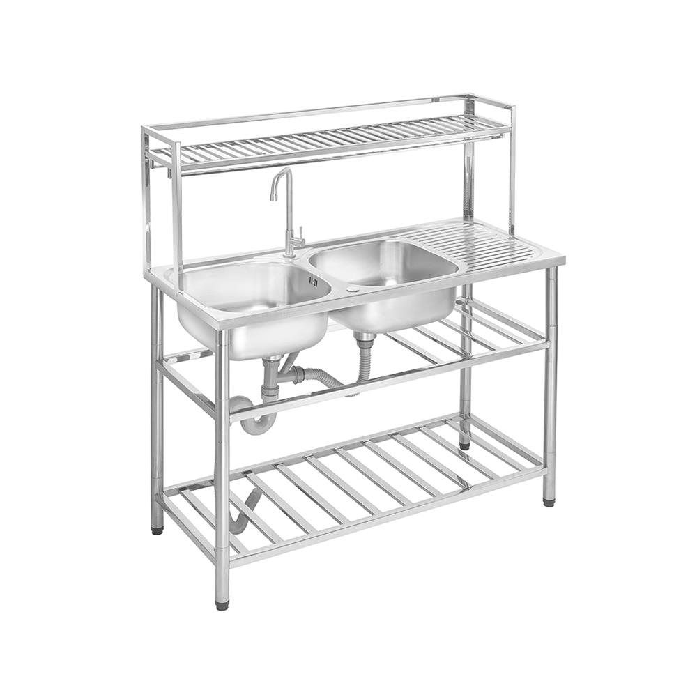 ซิงค์ขาตั้ง 2 หลุม 1 ที่พัก MESTER PSU120 สีเงิน