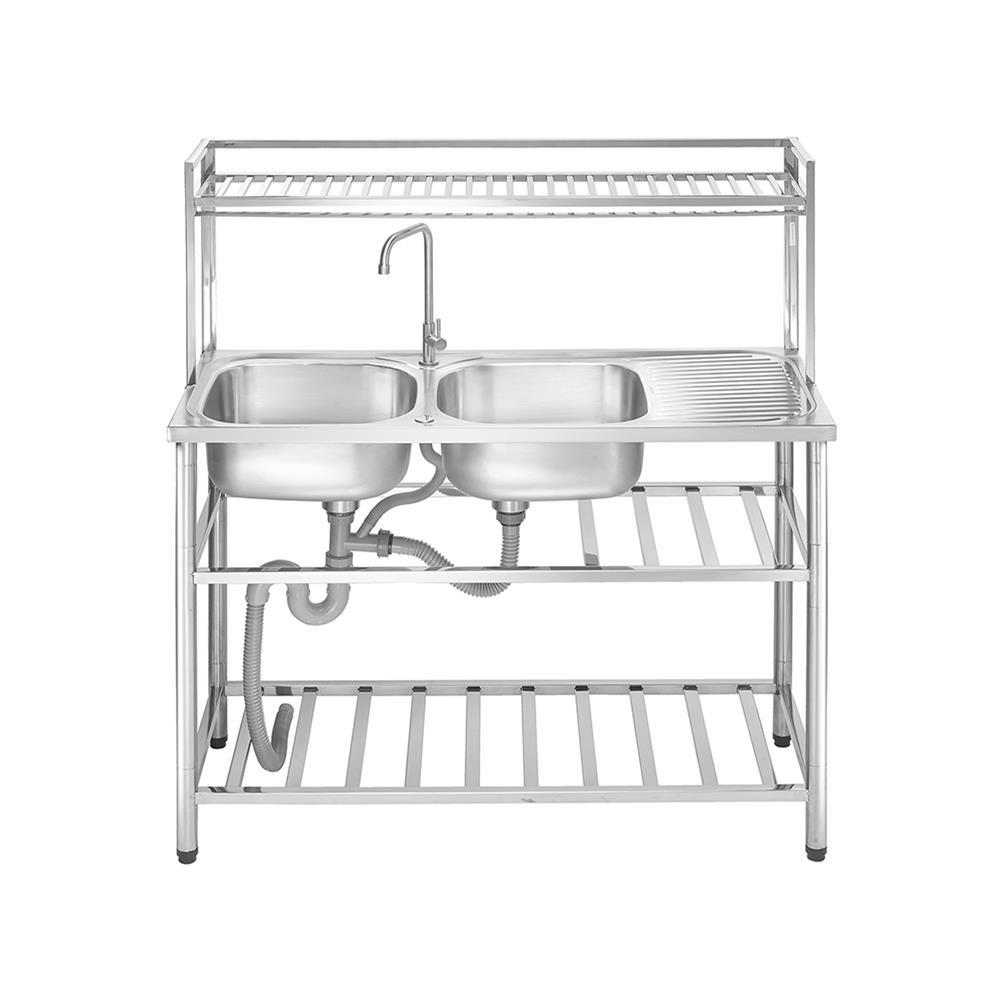 ซิงค์ขาตั้ง 2 หลุม 1 ที่พัก MESTER PSU120 สีเงิน