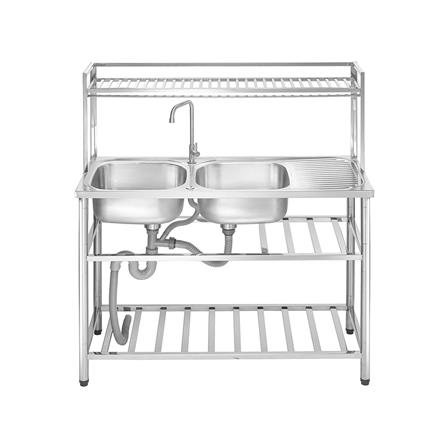 ซิงค์ขาตั้ง 2 หลุม 1 ที่พัก MESTER PSU120 สีเงิน_0