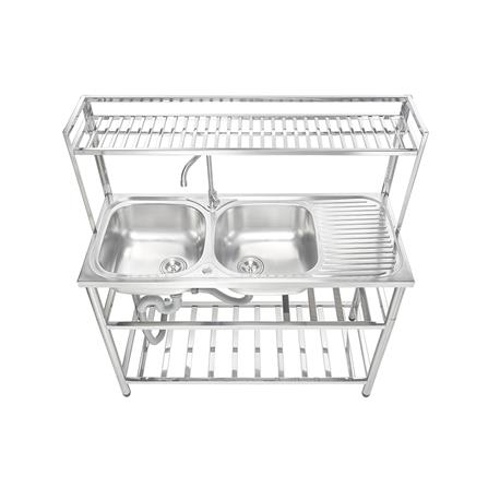 ซิงค์ขาตั้ง 2 หลุม 1 ที่พัก MESTER PSU120 สีเงิน_2