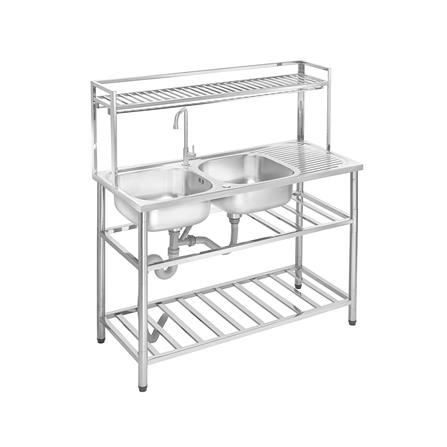 ซิงค์ขาตั้ง 2 หลุม 1 ที่พัก MESTER PSU120 สีเงิน_2