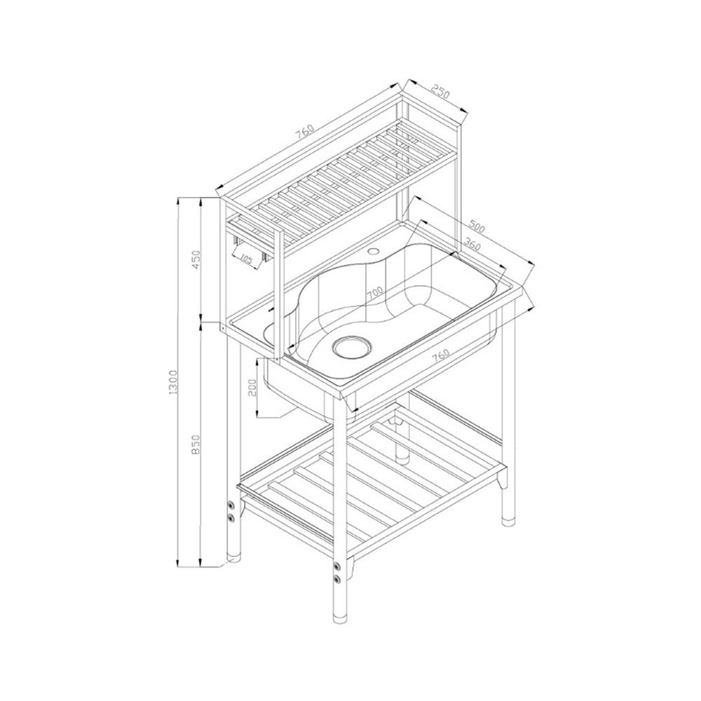 ซิงค์ขาตั้ง 1 หลุม MESTER PSU761 สีเงิน