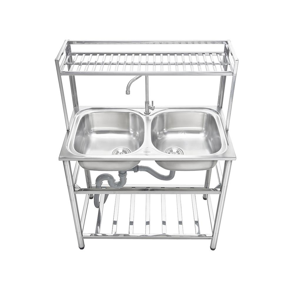 ซิงค์ขาตั้ง 2 หลุม MESTER PSU932 สีเงิน