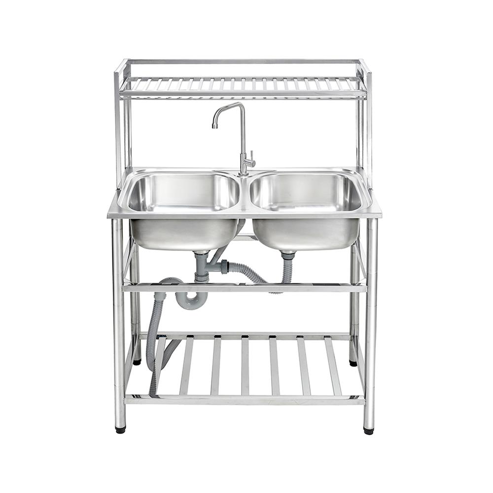 ซิงค์ขาตั้ง 2 หลุม MESTER PSU932 สีเงิน