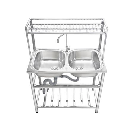 ซิงค์ขาตั้ง 2 หลุม MESTER PSU932 สีเงิน_2