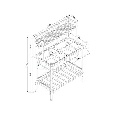 ซิงค์ขาตั้ง 2 หลุม MESTER PSU932 สีเงิน_4
