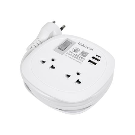รางปลั๊กไฟพกพา 2 ช่อง 1 สวิตช์ 2 USB-A 1 TYPE-C ELECKTA ET-H9122_1