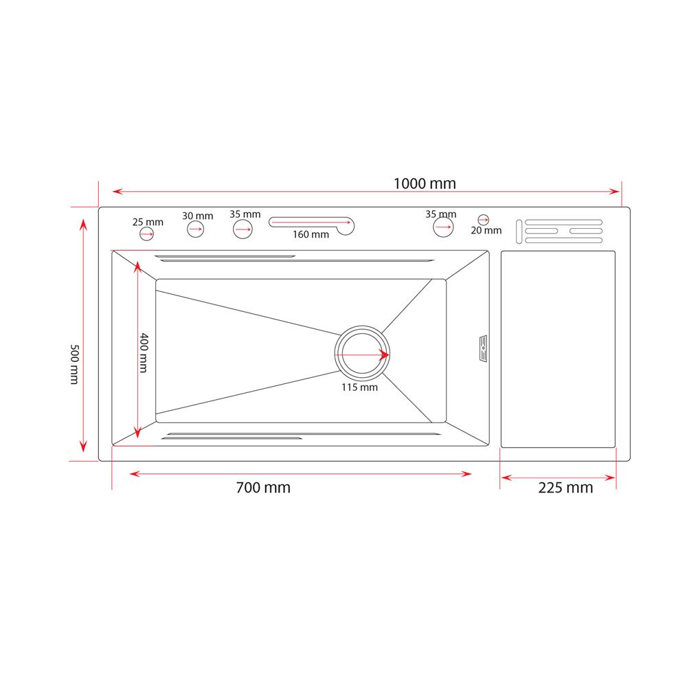 ซิงค์ฝัง 1 หลุม S-FLO NL0055 10050NT สีดำ