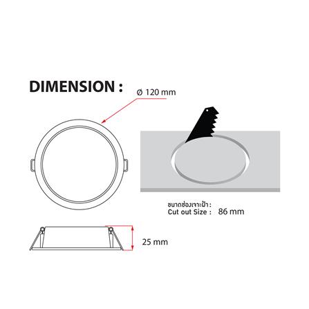 ดาวน์ไลท์ LED RACER QUALITY LUX RECESSED 3 นิ้ว 9 วัตต์ DAYLIGHT สีขาว (1 แถม 1)_7