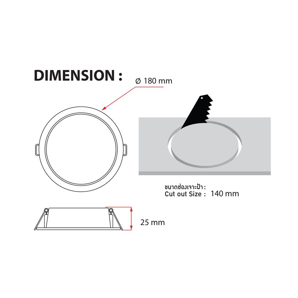 ดาวน์ไลท์ LED RACER QUALITY LUX RECESSED 6 นิ้ว 18 วัตต์ WARM WHITE สีขาว (1 แถม 1)