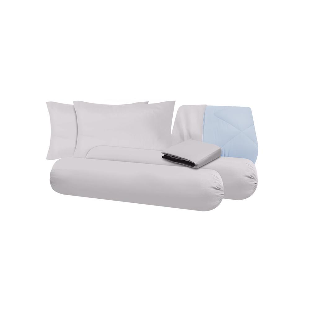 ชุดผ้าปูที่นอน 5 ฟุต (ชุด 6 ชิ้น) SANTA BEDDING สี LIGHT GREY/LIGHT BLUE