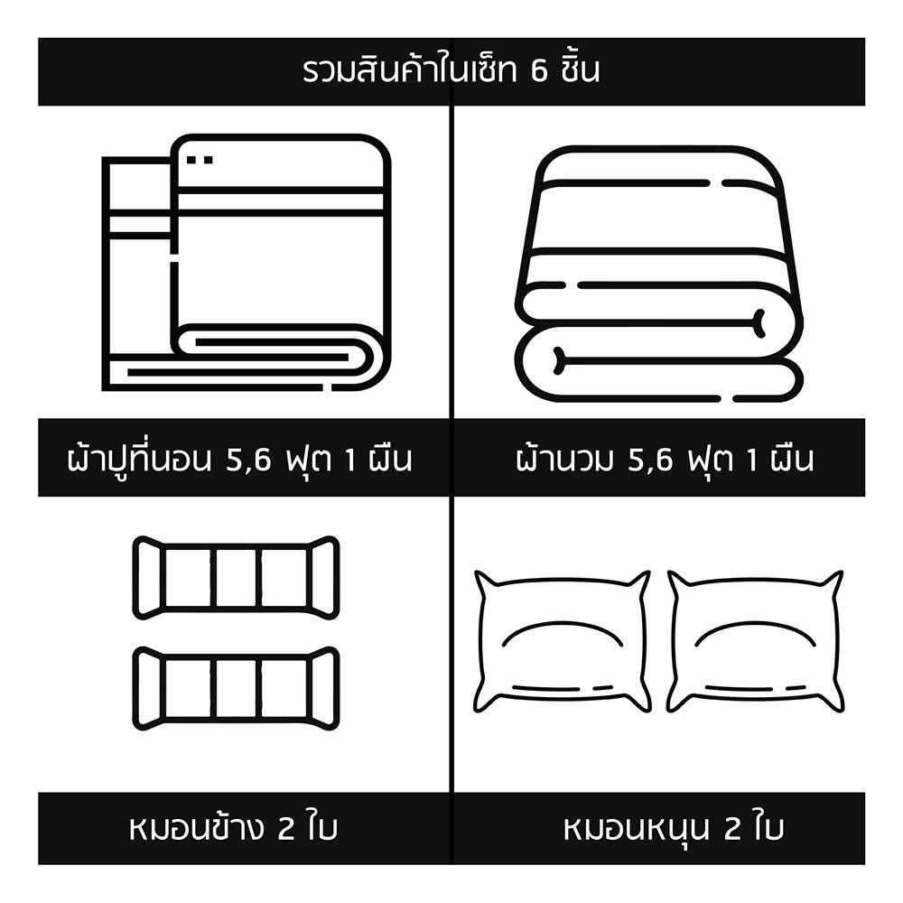 ชุดผ้าปูที่นอน 5 ฟุต (ชุด 6 ชิ้น) SANTA BEDDING สี NAVY BLUE/PINK