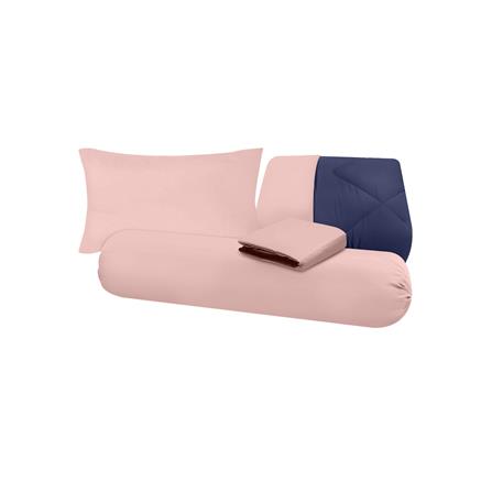 ชุดผ้าปูที่นอน 3.5 ฟุต (ชุด 4 ชิ้น) SANTA BEDDING สี PINK/NAVY BLUE_4
